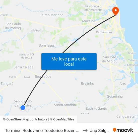 Terminal Rodoviário Teodorico Bezerra | São José Do Campestre to Unp Salgado Filho map