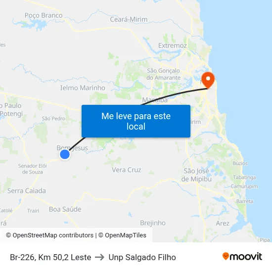 Br-226, Km 50,2 Leste to Unp Salgado Filho map