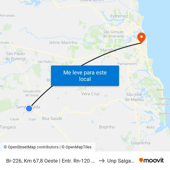 Br-226, Km 67,8 Oeste | Entr. Rn-120 Para Santo Antônio to Unp Salgado Filho map