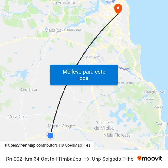 Rn-002, Km 34 Oeste | Timbaúba to Unp Salgado Filho map