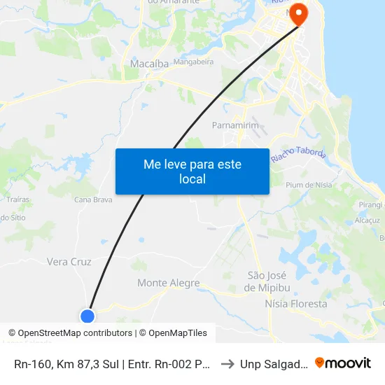 Rn-160, Km 87,3 Sul | Entr. Rn-002 Para Monte Alegre to Unp Salgado Filho map