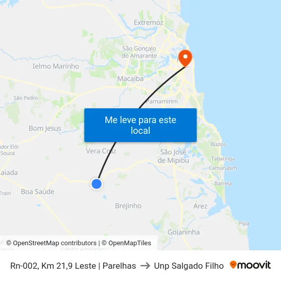 Rn-002, Km 21,9 Leste | Parelhas to Unp Salgado Filho map