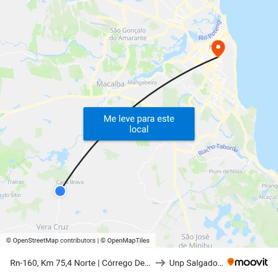 Rn-160, Km 75,4 Norte | Córrego De Cana Brava to Unp Salgado Filho map