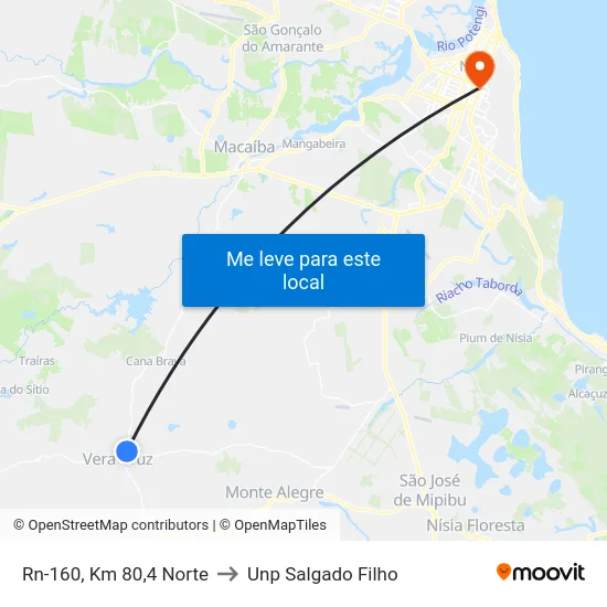 Rn-160, Km 80,4 Norte to Unp Salgado Filho map