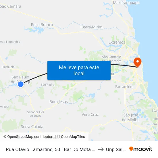 Rua Otávio Lamartine, 50 | Bar Do Mota - Ponto Final De São Paulo Do Potengi to Unp Salgado Filho map