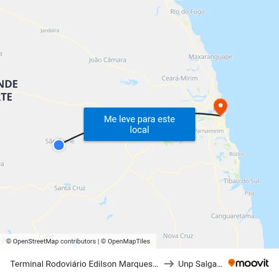 Terminal Rodoviário Edilson Marques Da Rocha | São Tomé to Unp Salgado Filho map
