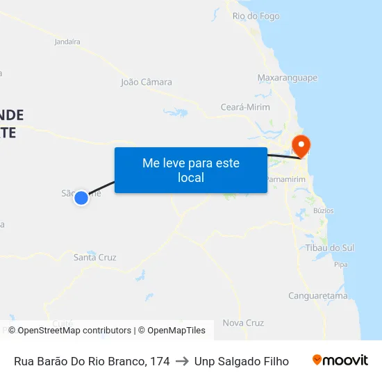 Rua Barão Do Rio Branco, 174 to Unp Salgado Filho map