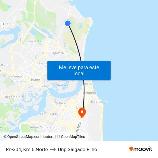 Rn-304, Km 6 Norte to Unp Salgado Filho map