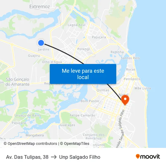 Av. Das Tulipas, 38 to Unp Salgado Filho map