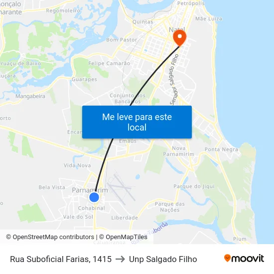Rua Suboficial Farias, 1415 to Unp Salgado Filho map