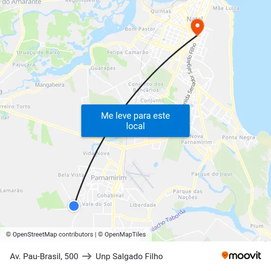 Av. Pau-Brasil, 500 to Unp Salgado Filho map