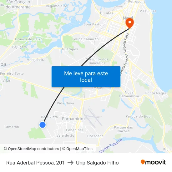 Rua Aderbal Pessoa, 201 to Unp Salgado Filho map