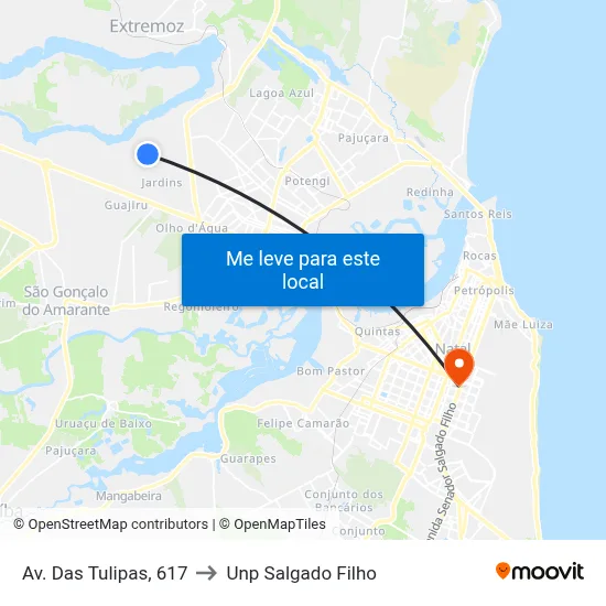 Av. Das Tulipas, 617 to Unp Salgado Filho map