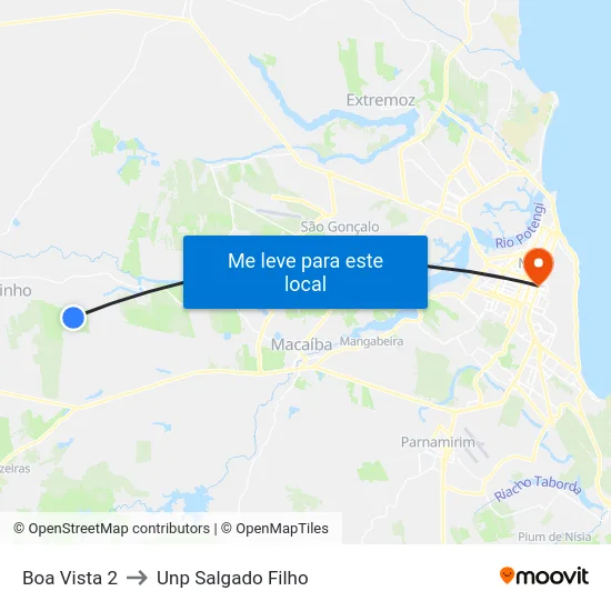 Boa Vista 2 to Unp Salgado Filho map