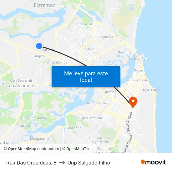 Rua Das Orquídeas, 8 to Unp Salgado Filho map