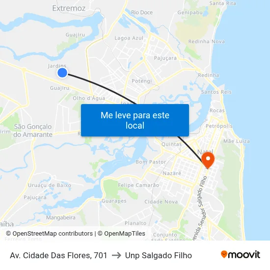 Av. Cidade Das Flores, 701 to Unp Salgado Filho map