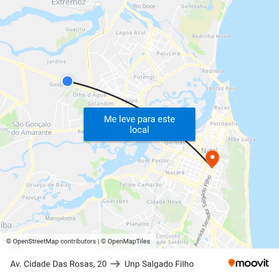 Av. Cidade Das Rosas, 20 to Unp Salgado Filho map