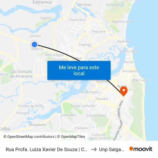 Rua Profa. Luiza Xavier De Souza | Central Do Cidadão to Unp Salgado Filho map