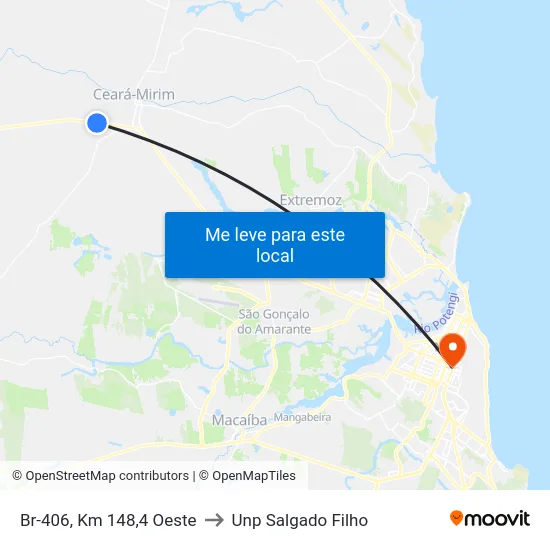 Br-406, Km 148,4 Oeste to Unp Salgado Filho map