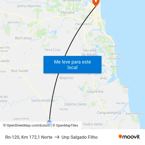 Rn-120, Km 172,1 Norte to Unp Salgado Filho map