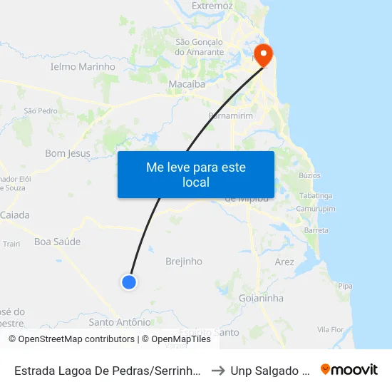 Estrada Lagoa De Pedras/Serrinha, Norte to Unp Salgado Filho map