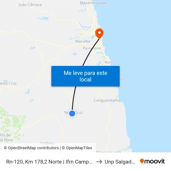 Rn-120, Km 178,2 Norte | Ifrn Campus Nova Cruz to Unp Salgado Filho map