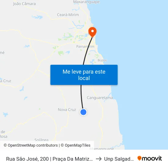 Rua São José, 200 | Praça Da Matriz De Montanhas to Unp Salgado Filho map