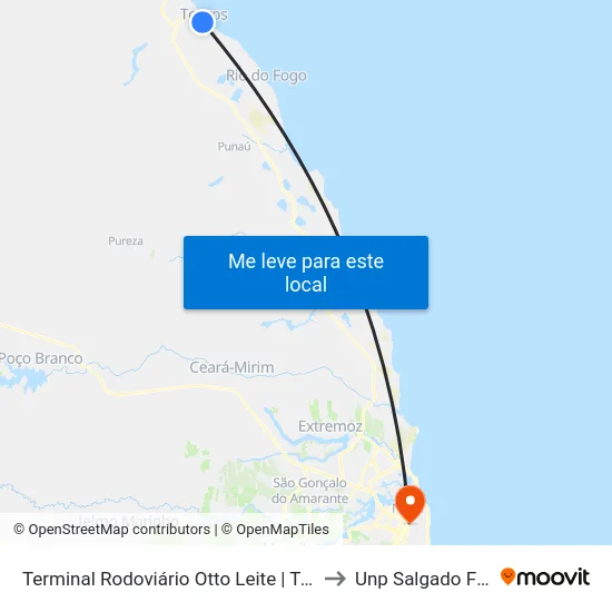 Terminal Rodoviário Otto Leite | Touros to Unp Salgado Filho map