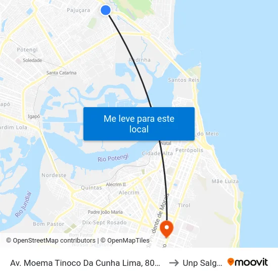 Av. Moema Tinoco Da Cunha Lima, 805 | Norte Boulevard Residencial to Unp Salgado Filho map