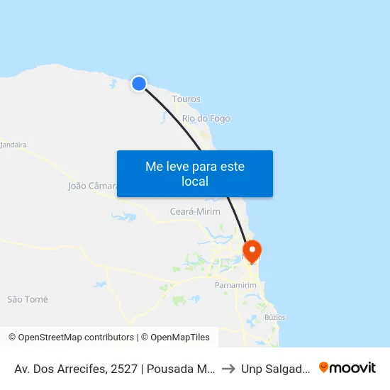 Av. Dos Arrecifes, 2527 | Pousada Mirante Da Praia to Unp Salgado Filho map