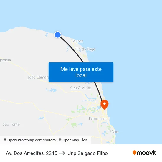 Av. Dos Arrecifes, 2245 to Unp Salgado Filho map