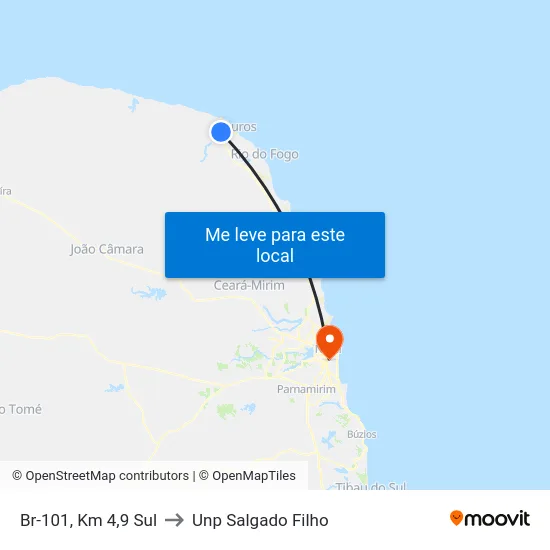 Br-101, Km 4,9 Sul to Unp Salgado Filho map