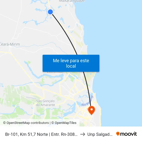 Br-101, Km 51,7 Norte | Entr. Rn-308 Para Aningas to Unp Salgado Filho map