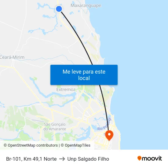 Br-101, Km 49,1 Norte to Unp Salgado Filho map