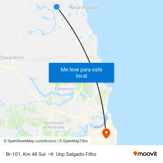 Br-101, Km 48 Sul to Unp Salgado Filho map