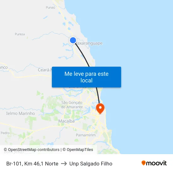 Br-101, Km 46,1 Norte to Unp Salgado Filho map