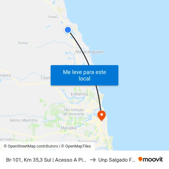 Br-101, Km 35,3 Sul | Acesso A Pititinga to Unp Salgado Filho map