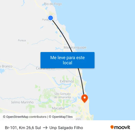 Br-101, Km 26,6 Sul to Unp Salgado Filho map