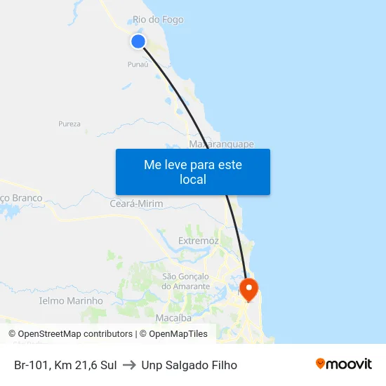 Br-101, Km 21,6 Sul to Unp Salgado Filho map