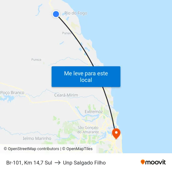 Br-101, Km 14,7 Sul to Unp Salgado Filho map