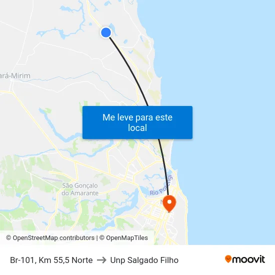 Br-101, Km 55,5 Norte to Unp Salgado Filho map