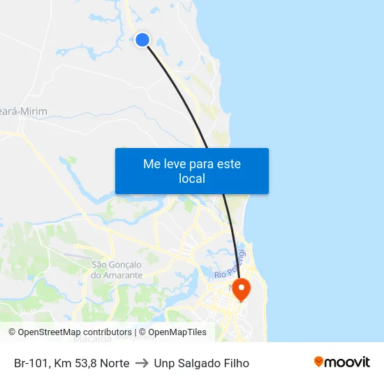 Br-101, Km 53,8 Norte to Unp Salgado Filho map
