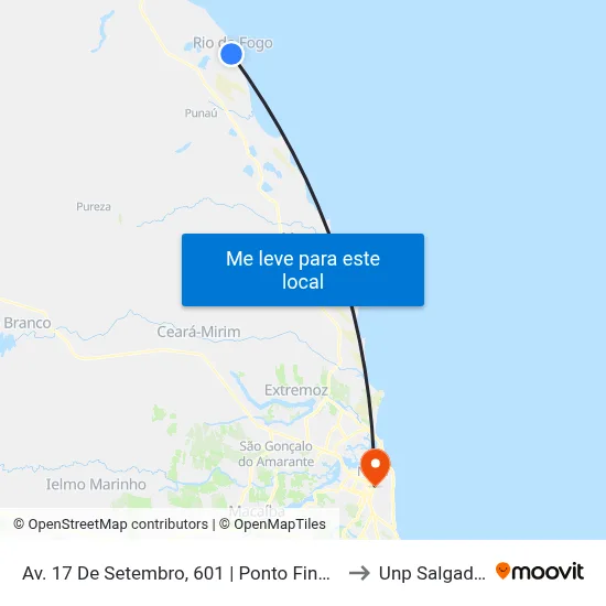 Av. 17 De Setembro, 601 | Ponto Final De Rio Do Fogo to Unp Salgado Filho map