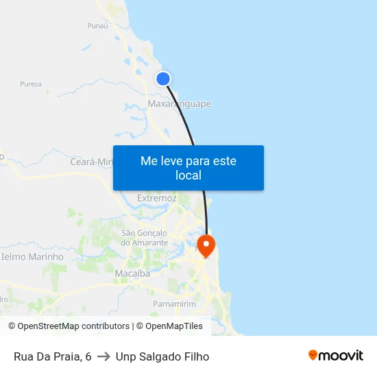 Rua Da Praia, 6 to Unp Salgado Filho map