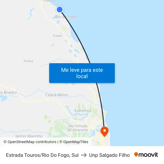 Estrada Touros/Rio Do Fogo, Sul to Unp Salgado Filho map