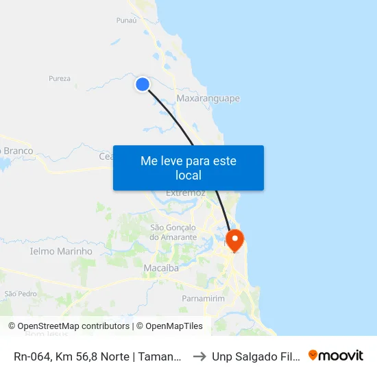 Rn-064, Km 56,8 Norte | Tamanduá to Unp Salgado Filho map