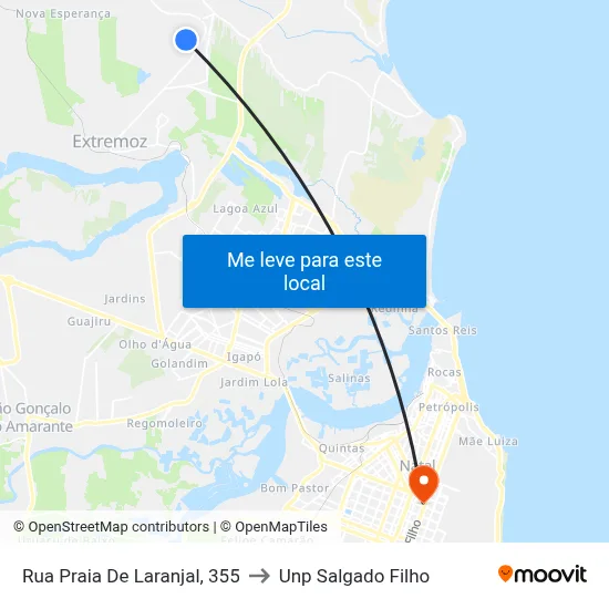 Rua Praia De Laranjal, 355 to Unp Salgado Filho map
