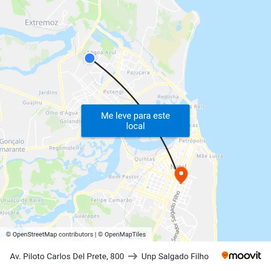 Av. Piloto Carlos Del Prete, 800 to Unp Salgado Filho map