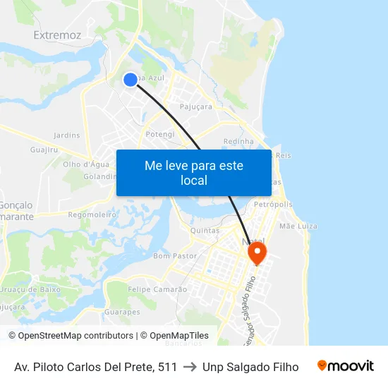 Av. Piloto Carlos Del Prete, 511 to Unp Salgado Filho map