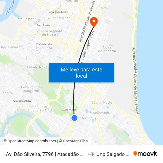 Av. Dão Silveira, 7796 | Atacadão Zona Sul to Unp Salgado Filho map
